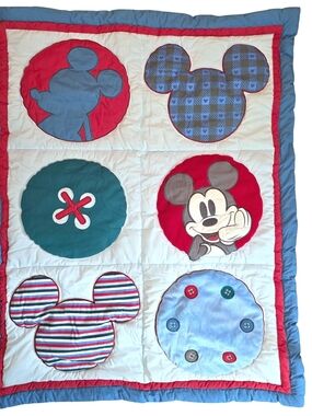 Disney Mickey Mouse Crib Bedding Set Blue Nightlight Nursery Baby Sleep Cute
